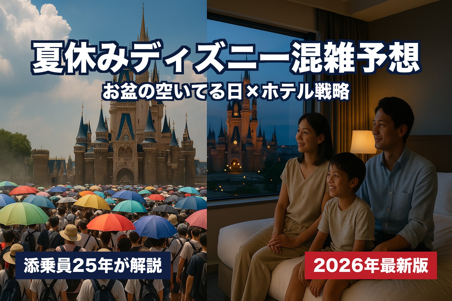 夏休みディズニー混雑予想2026 お盆の空いてる日とホテル戦略を添乗員25年が解説