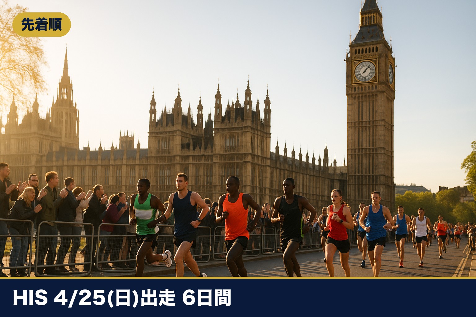 HISロンドンマラソン2027ツアーのイメージ（ビッグベンとランナー）